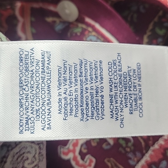 Chaps No Iron Flip Cuffs Button down burguney red paisley shirt - Picture 6 of 8